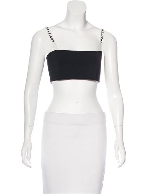 christian dior black crop top with white straps|dior clothing for women.